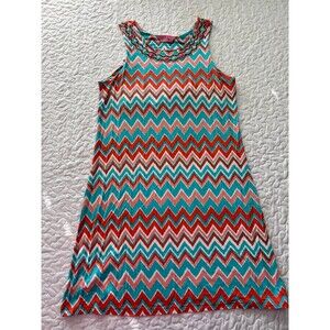 Joyous & Free Pink Teal Studded Striped Sleeveless Long Maxi Dress size Medium